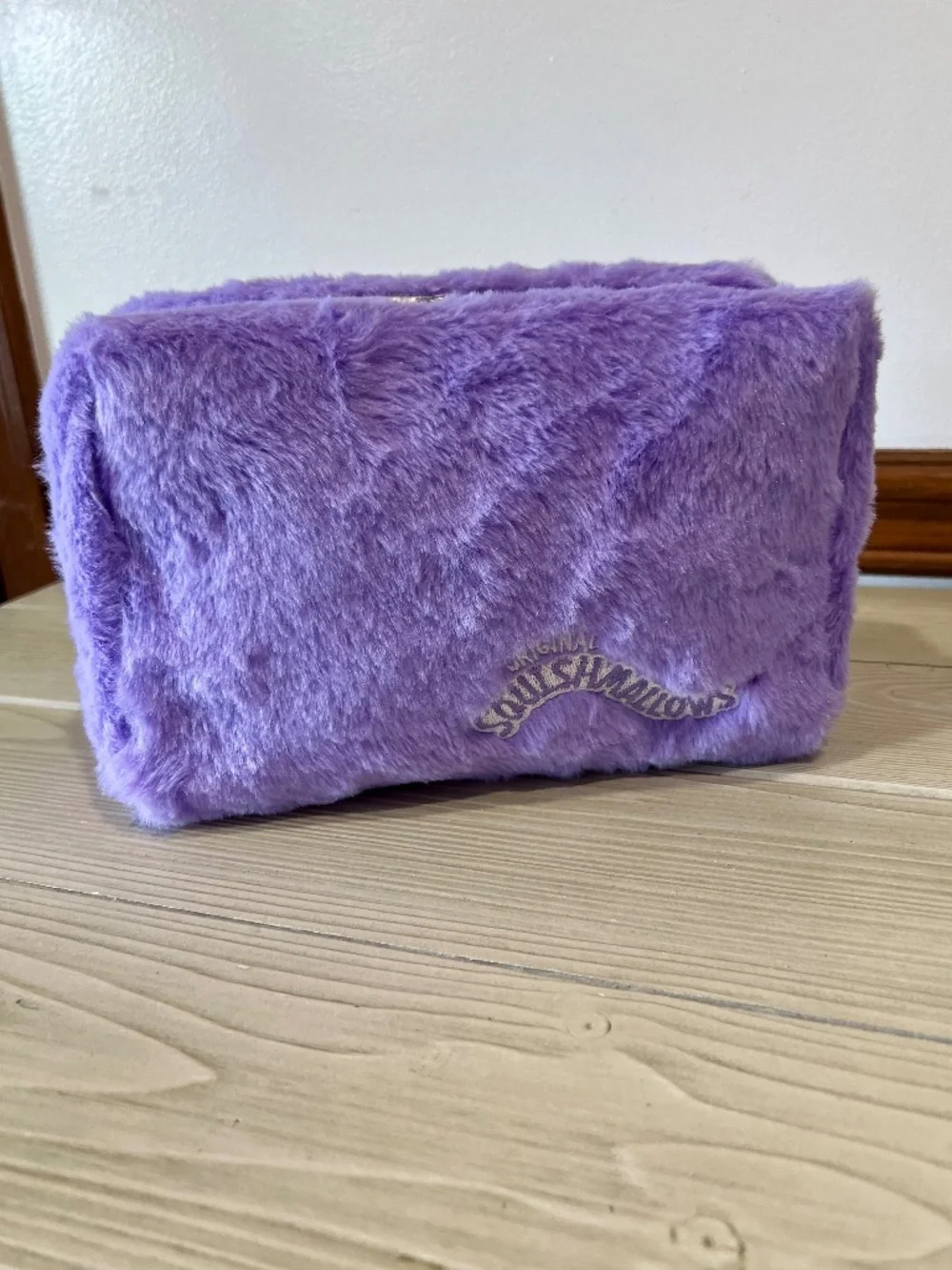 Original Squishmallows Faux Fur Cosmetic Bag - Lavender